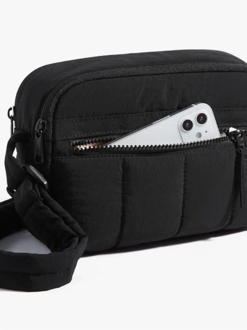 Black Crossbody Shoulder Bag - Minimal Everyday Carry